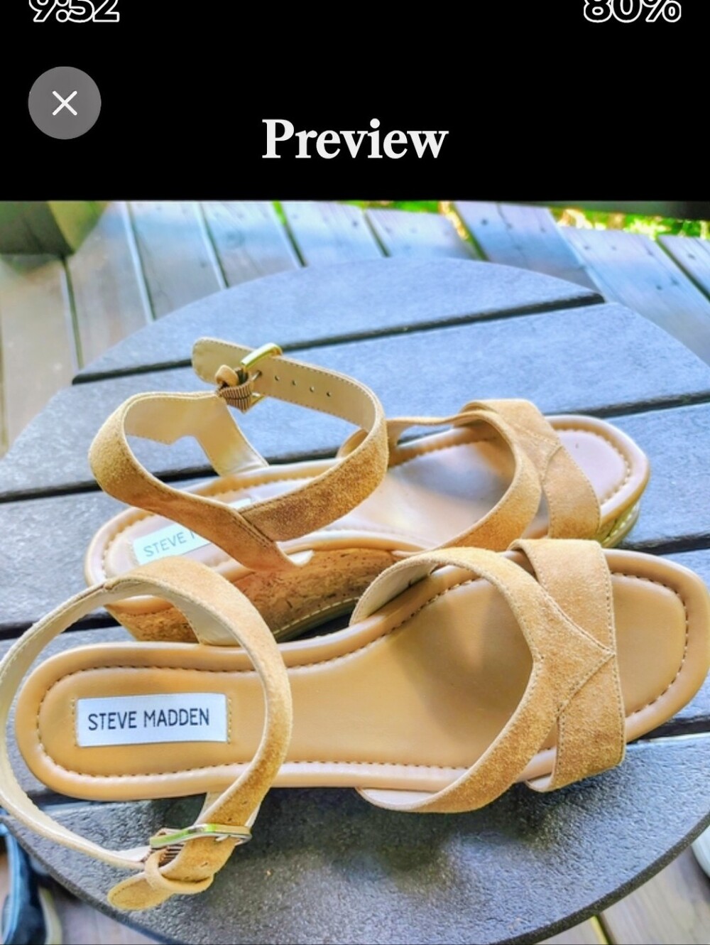 Steve Madden "Robbin" Tan Leather Ankle-Strap Sandals - Picture 4 of 7